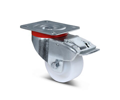 Nylon zwenkwiel met rem 80 mm - 200 kg