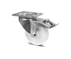 Rvs zwenkwiel met rem 125 mm Nylon  - 500 kg