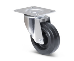Hittebestendig zwenkwiel rubber 100 mm - 80 kg