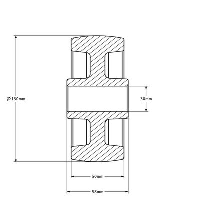 Nylon wiel 150 mm - asgat 30 mm - 1000 kg