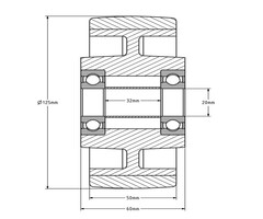 PU wiel 125 mm - 550 kg