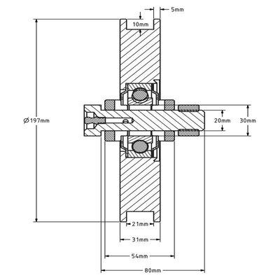 Groefwiel 200 mm met vierkante groef - 750 kg