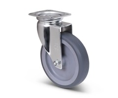 Rvs zwenkwiel 100 mm Rubber - 80 kg