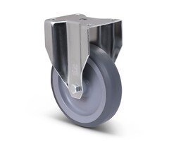 Rvs bokwiel 100 mm Rubber - 80 kg