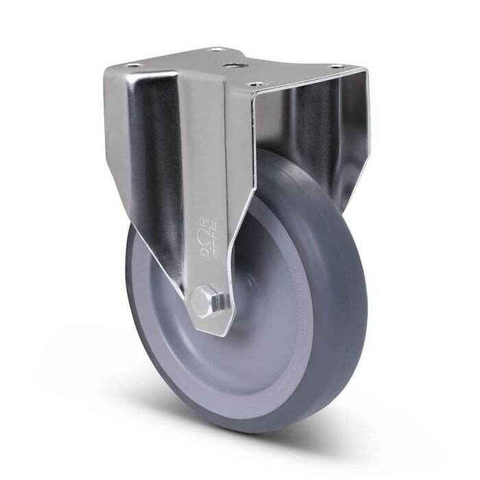 Rvs bokwiel 100 mm - Rubber - 80 kg