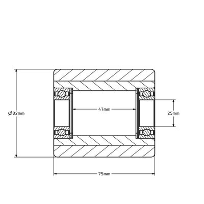 PU palletrol 82x75 mm - kogellager - 530 kg