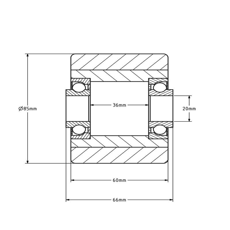 PU palletrol 85x60 mm - kogellager - 450 kg