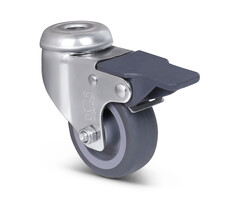 Rvs zwenkwiel met rem 60 mm Rubber - 40 kg