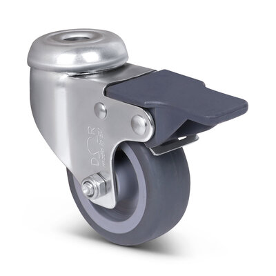 Rvs zwenkwiel met rem 60 mm - Rubber - 40 kg