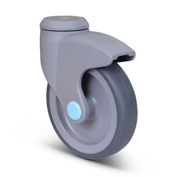 Kunststof zwenkwiel 100 mm - boutgat - 80 kg