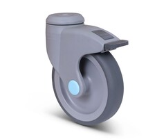 Rvs kunststof zwenkwiel met rem 100 mm - 80 kg