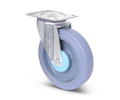 Rvs zwenkwiel 200 mm rubber - 400 kg