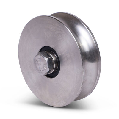 Rvs groefwiel 100 mm met U groef - 425 kg