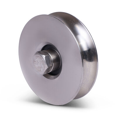 Rvs groefwiel 100 mm met U groef - 220 kg