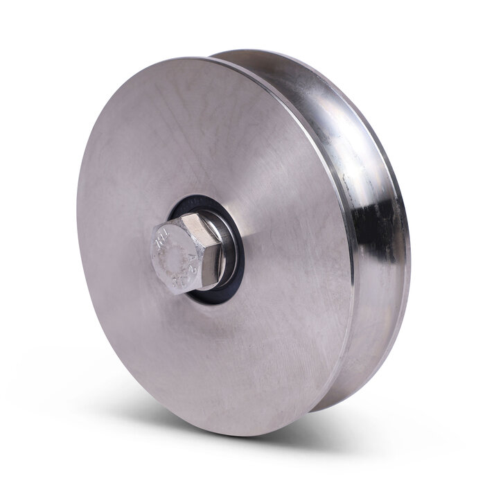 Rvs groefwiel 120 mm met U groef - 450 kg