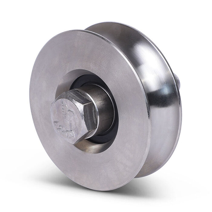 Rvs groefwiel 80 mm met U groef - 200 kg