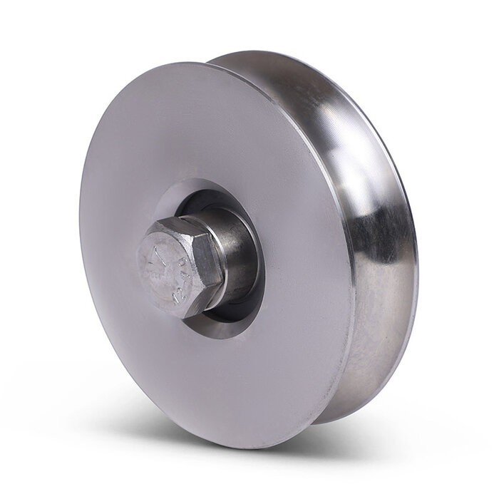 Rvs groefwiel 120 mm met U groef - 220 kg