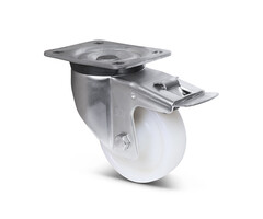 Rvs zwenkwiel met rem 125 mm Nylon - 700 kg