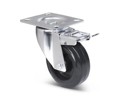 Hittebestendig zwenkwiel met rem rubber 100 mm - 80 kg