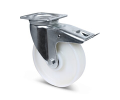 Nylon zwenkwiel met rem 160 mm - 700 kg