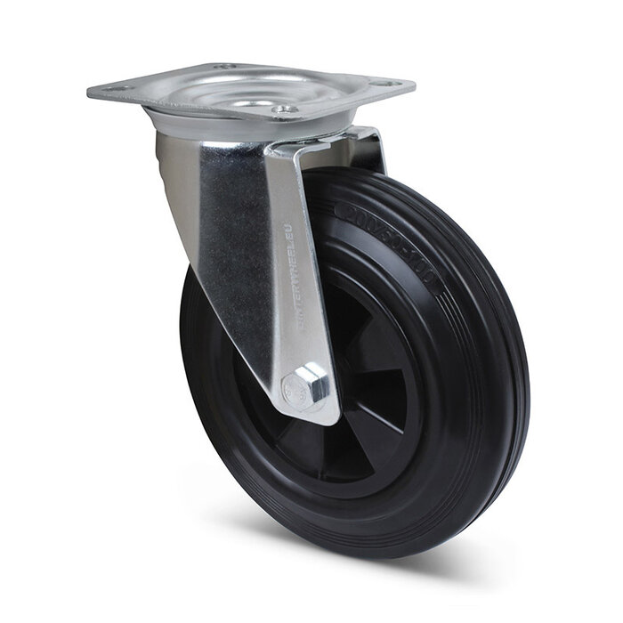 Rubber zwenkwiel 200 mm - rollager - 205 kg