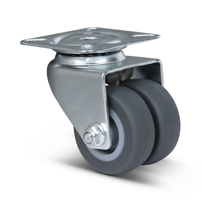 Dubbel zwenkwiel 50 mm - plaat - 80 kg