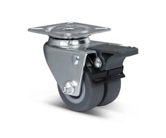 Dubbel zwenkwiel met rem 50 mm - 80 kg