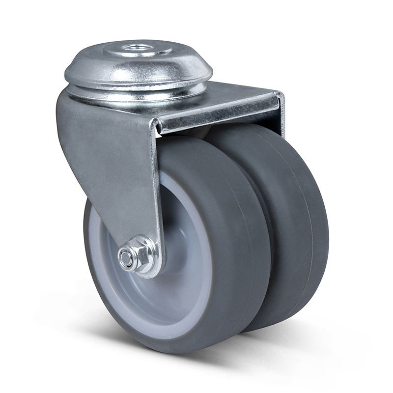 Dubbel zwenkwiel 75 mm - boutgat - 120 kg