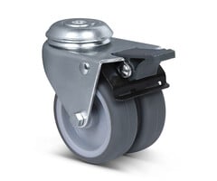 Dubbel zwenkwiel met rem 75 mm - 120 kg