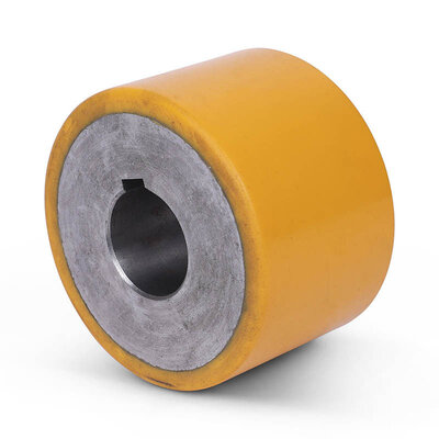 Polyurethaan aandrijfwiel 100x65 mm - Boring 35 mm H7 spiebaan - 600 kg