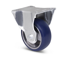 Blauw PU bokwiel 100 mm - 200 kg