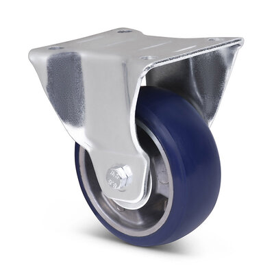 Blauw PU bokwiel 100 mm - 200 kg