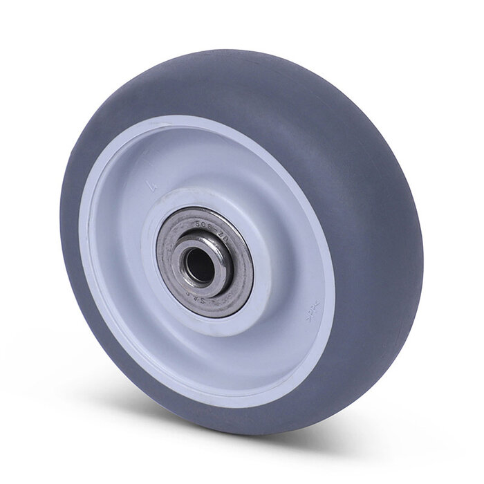 Rubber wiel 75 mm - kogellager asgat 6 mm - 75 kg