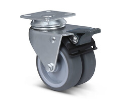 Dubbel zwenkwiel met rem 75 mm BH104 - 120 kg