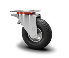 Zwenkwiel met rem 260 mm luchtband P200 - 150 kg