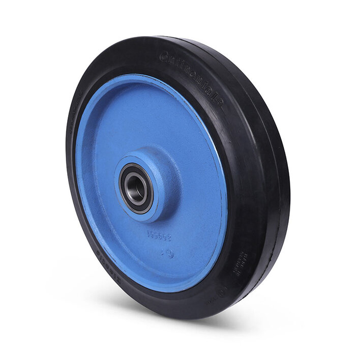 Rubber wiel 300 mm - kogellager asgat 30 mm - 750 kg