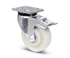 Nylon zwenkwiel met rem 125 mm - 700 kg