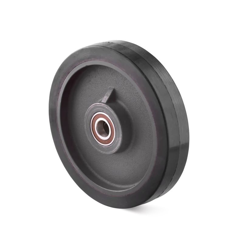 Rubber wiel 250 mm - kogellager asgat 25 mm - 500 kg