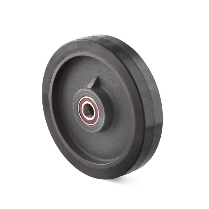Rubber wiel 250 mm - kogellager asgat 30 mm - 500 kg