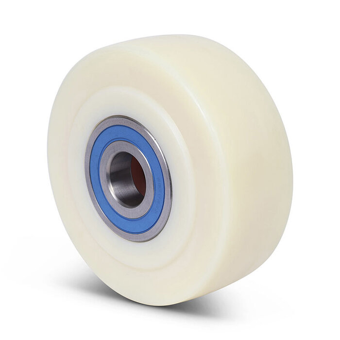 Rvs gietnylon wiel 150 mm - kogellager 30 mm - 2500 kg