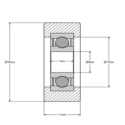 Geleiderol 30x11 mm - polyurethaan - 22 kg