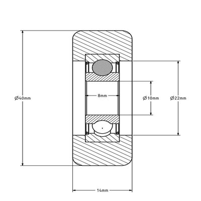 Geleiderol 40x14 mm - polyurethaan - 70 kg