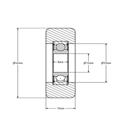 Geleiderol 45x15 mm - polyurethaan - 80 kg