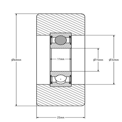 Geleiderol 60x25 mm - polyurethaan - 150 kg