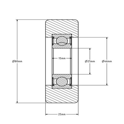 Geleiderol 80x25 mm - polyurethaan - 200 kg