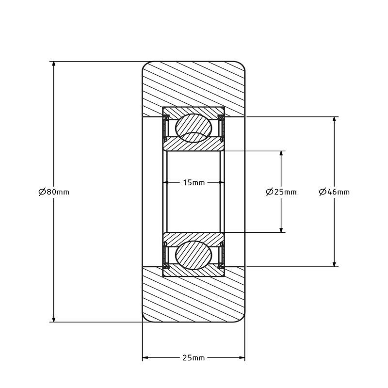 Geleiderol 80x25 mm - polyurethaan - 200 kg