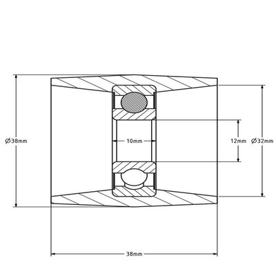 Geleiderol 38x38 mm - polyamide - 80 kg