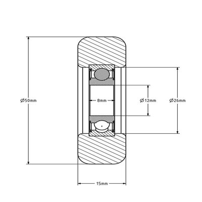 Geleiderol 50x15 mm - polyamide - 80 kg