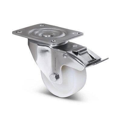 Rvs zwenkwiel met rem 80 mm - Nylon - 150 kg