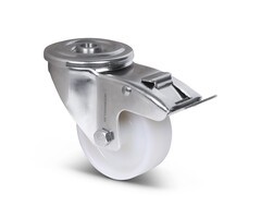 Rvs zwenkwiel met rem 80 mm Nylon - 150 kg